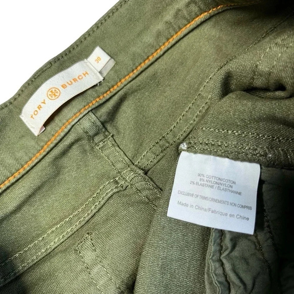 Tory Burch Emmy Ankle Skinny Jeans in Olive Green Size 30 - Picture 9 of 10